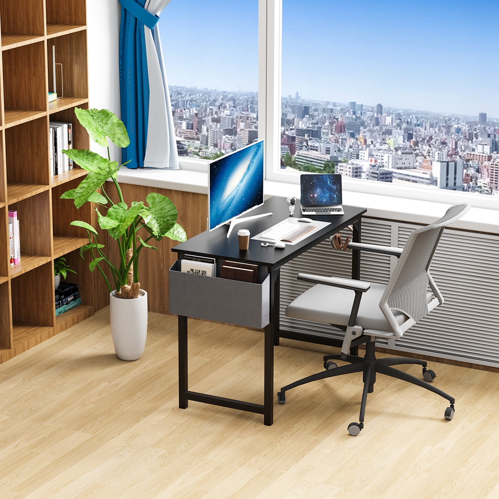 MAYEERTY 40in Computer Desk with Storage, Modern Writing Desk with Fabric Drawers for Home Office, Rustic