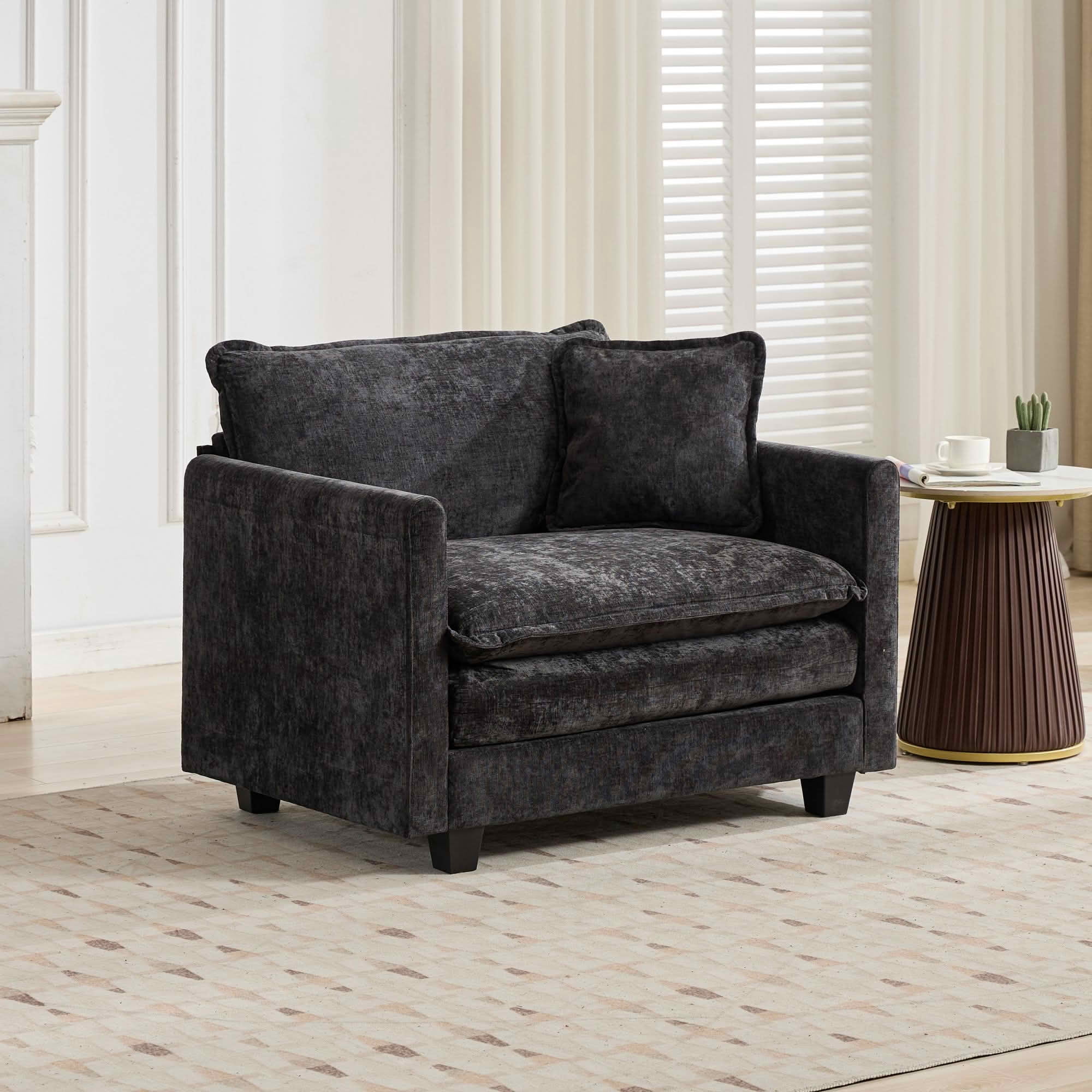 MAYEERTY 41.4 Inch Cloud Single‑Seat Modular Sectional Sofa, Soft Chenille Couch with Double‑Layer Seat Cushion for Home Apartment, Ottoman Not Included