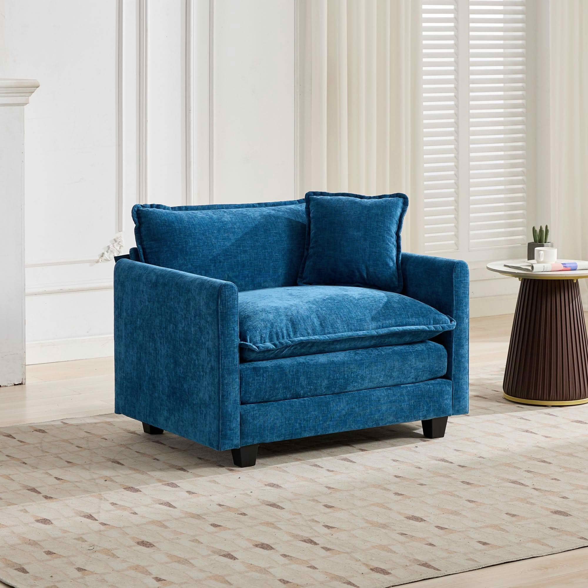 MAYEERTY 41.4 Inch Cloud Single‑Seat Modular Sectional Sofa, Soft Chenille Couch with Double‑Layer Seat Cushion for Home Apartment, Ottoman Not Included