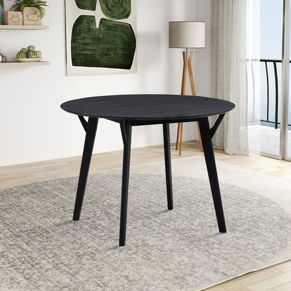 MAYEERTY 42.01 Inch Black Wooden Round Dining Table for 4 Persons Living Room Apartment
