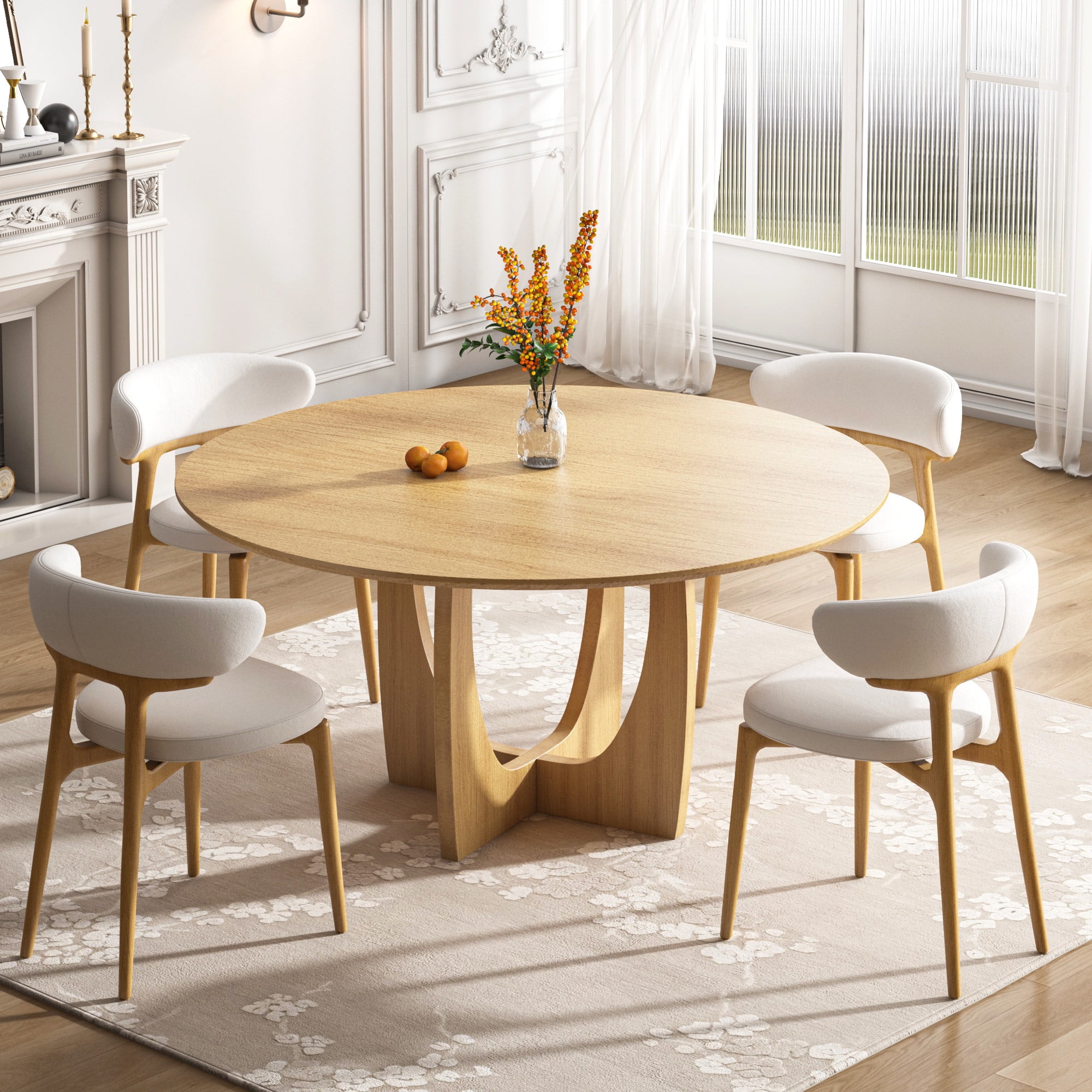 MAYEERTY 42x42x30 Modern Dining Table, Contemporary Home Wood Kitchen Table, Natural Wood