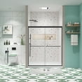 thumbnail image 1 of MAYEERTY 44-48"W x 70"H Double Sliding Shower Bypass Door, Tempered Glass & Stainless Steel Handle, Matte Black, 1 of 19