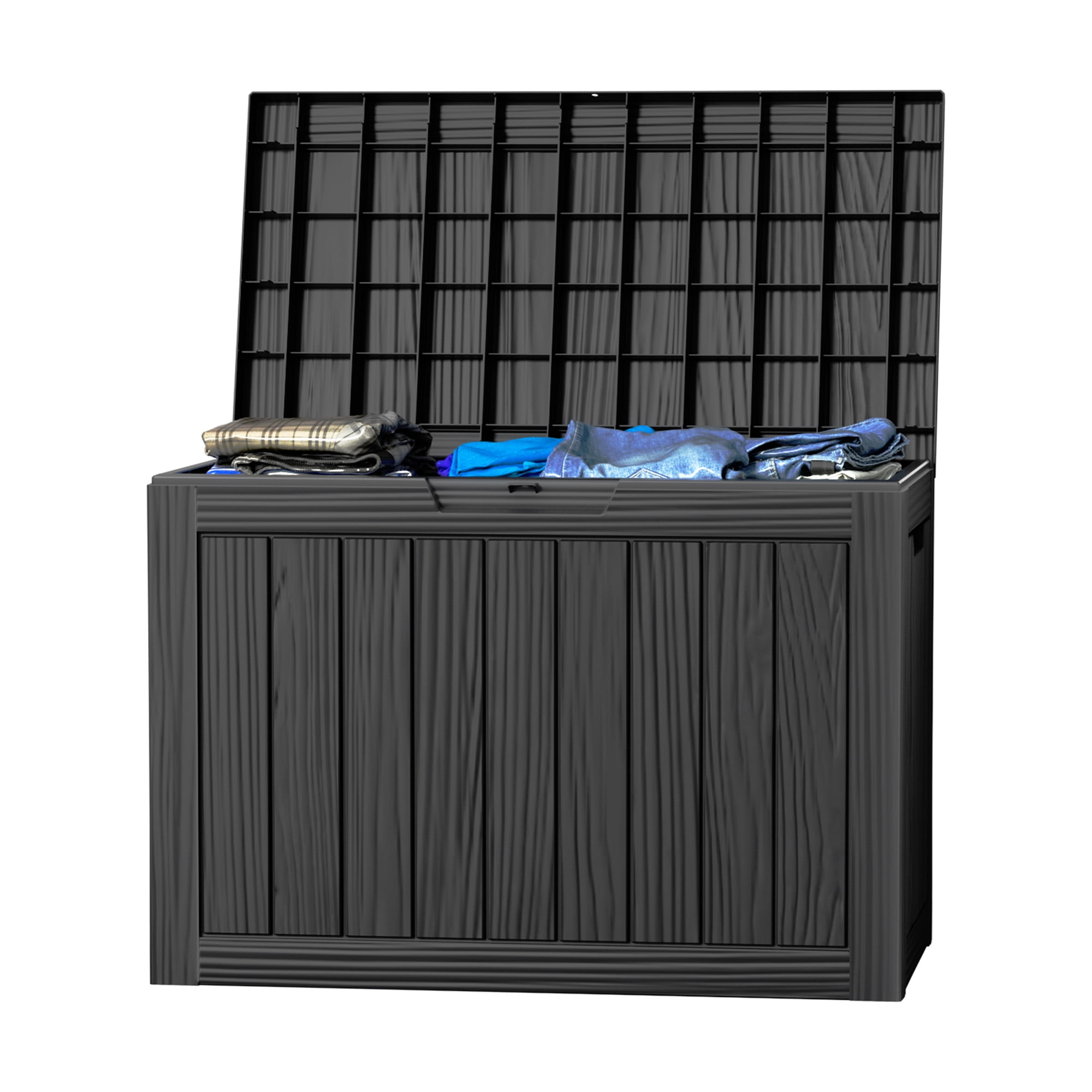 MAYEERTY 45 Gallon Outdoor Deck Box, Large Capacity Storage Box for Patio Furniture Cushions, Pillow with Wheels, Black