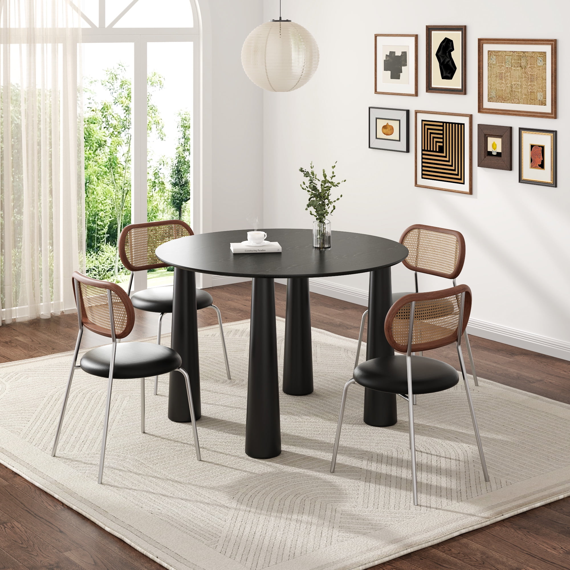 MAYEERTY 45x45x30 Modern Round Dining Table, Contemporary Home Wood ...