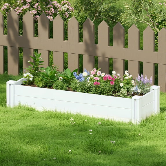 MAYEERTY 47×12 Weatherproof & Easy Install White PVC Rectangular Fence