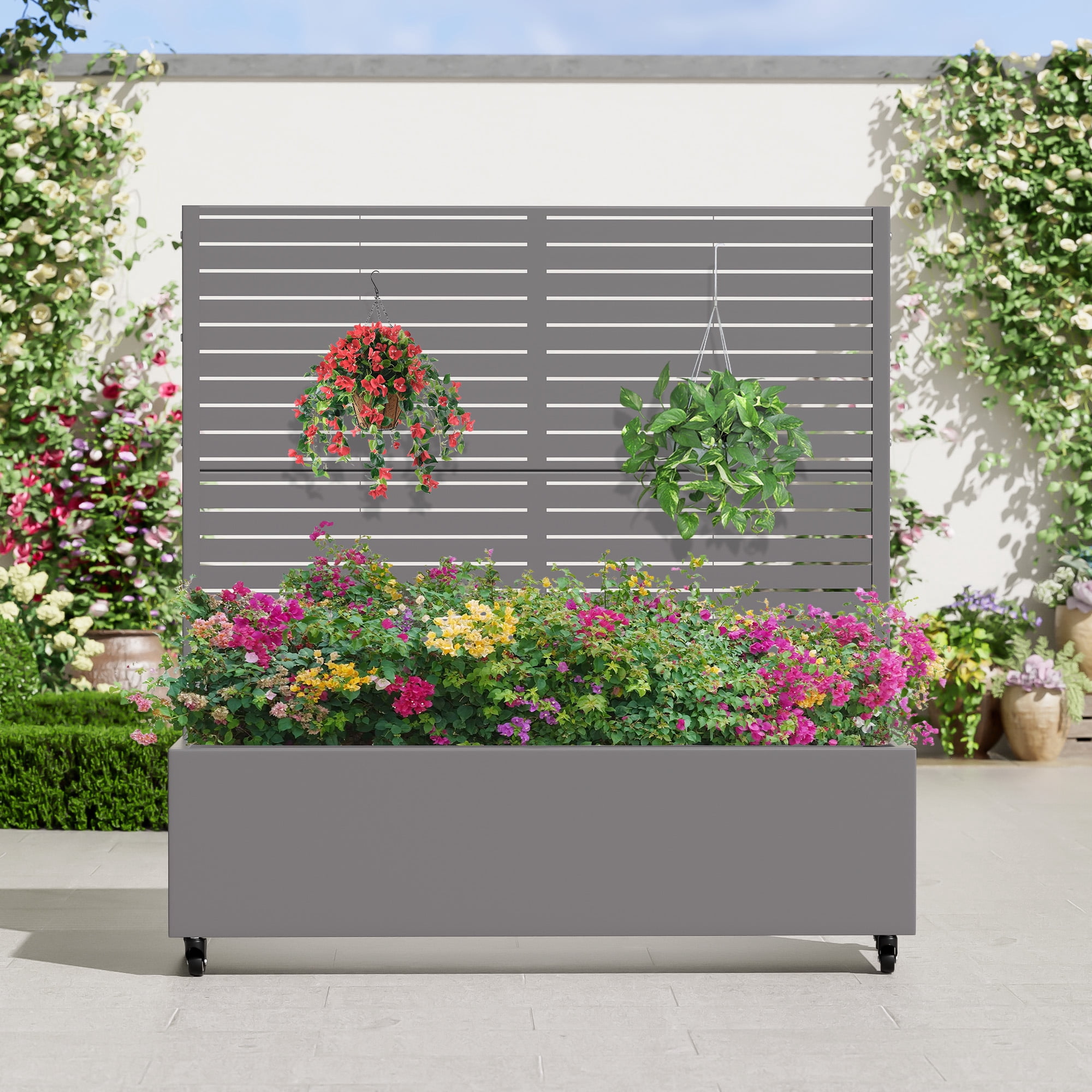Photo inspiration: Gallery Detail: Mayeerty 47 16 47 Outdoor Gray Metal Planter With Rect