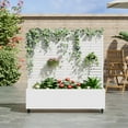 thumbnail image 1 of MAYEERTY 47*16*47"Outdoor White Metal Planter with Rect Louvered Climbing Trellis, Drainage hole & Wheels, 1 of 9