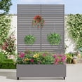 thumbnail image 1 of MAYEERTY 47*16*71"Outdoor Gray Metal Planter with Rect Louvered Climbing Trellis, Drainage hole & Wheels, 1 of 9