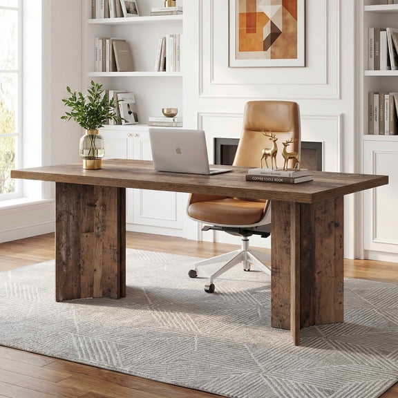 MAYEERTY 47.2" Farmhouse Dining Table, 4-6 Person Easy Assembly Kitchen Table