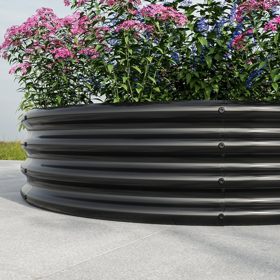 MAYEERTY 47*11" Outdoor Tall Round Metal Raised Garden Bed for Vegetables, Flowers,&Herbs，Black