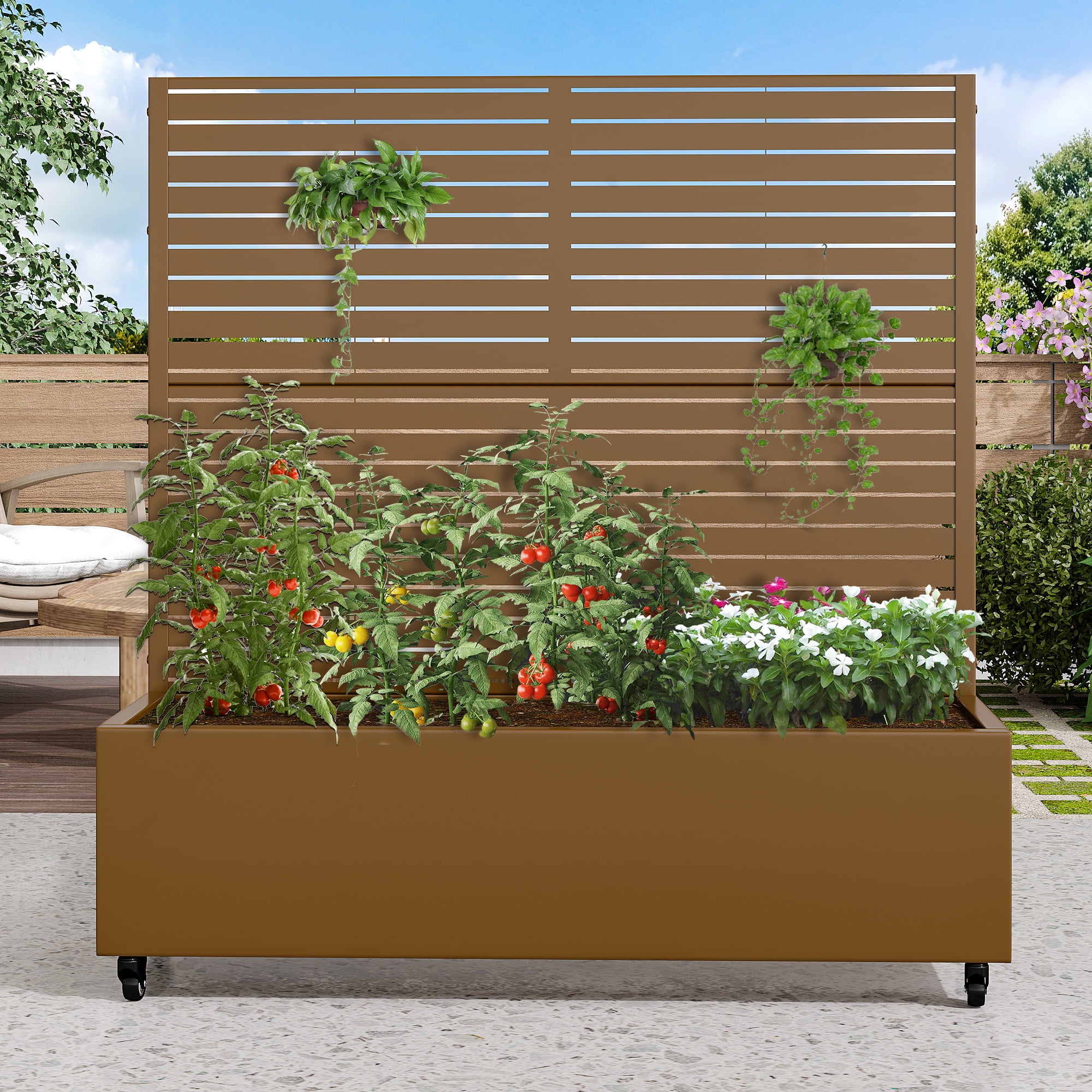 MAYEERTY 47×47 Iron Brown Planter with Climbing Frame