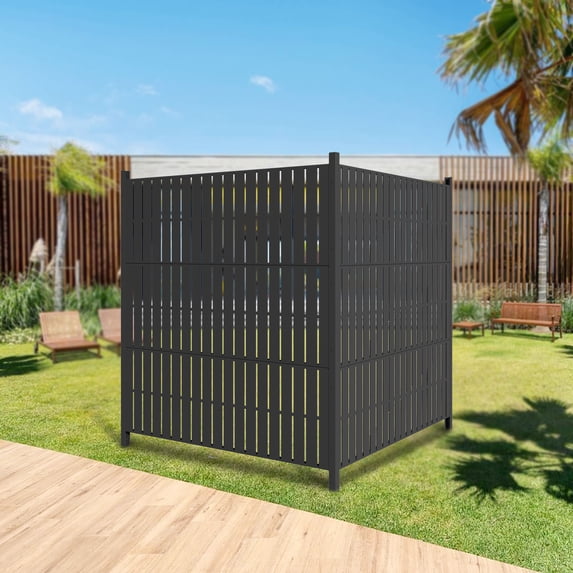 MAYEERTY 47*47"Outdoor All-Weather Privacy Fence Panels, Vertical Slats Pattern, for AC,Trash&Pool Equipment