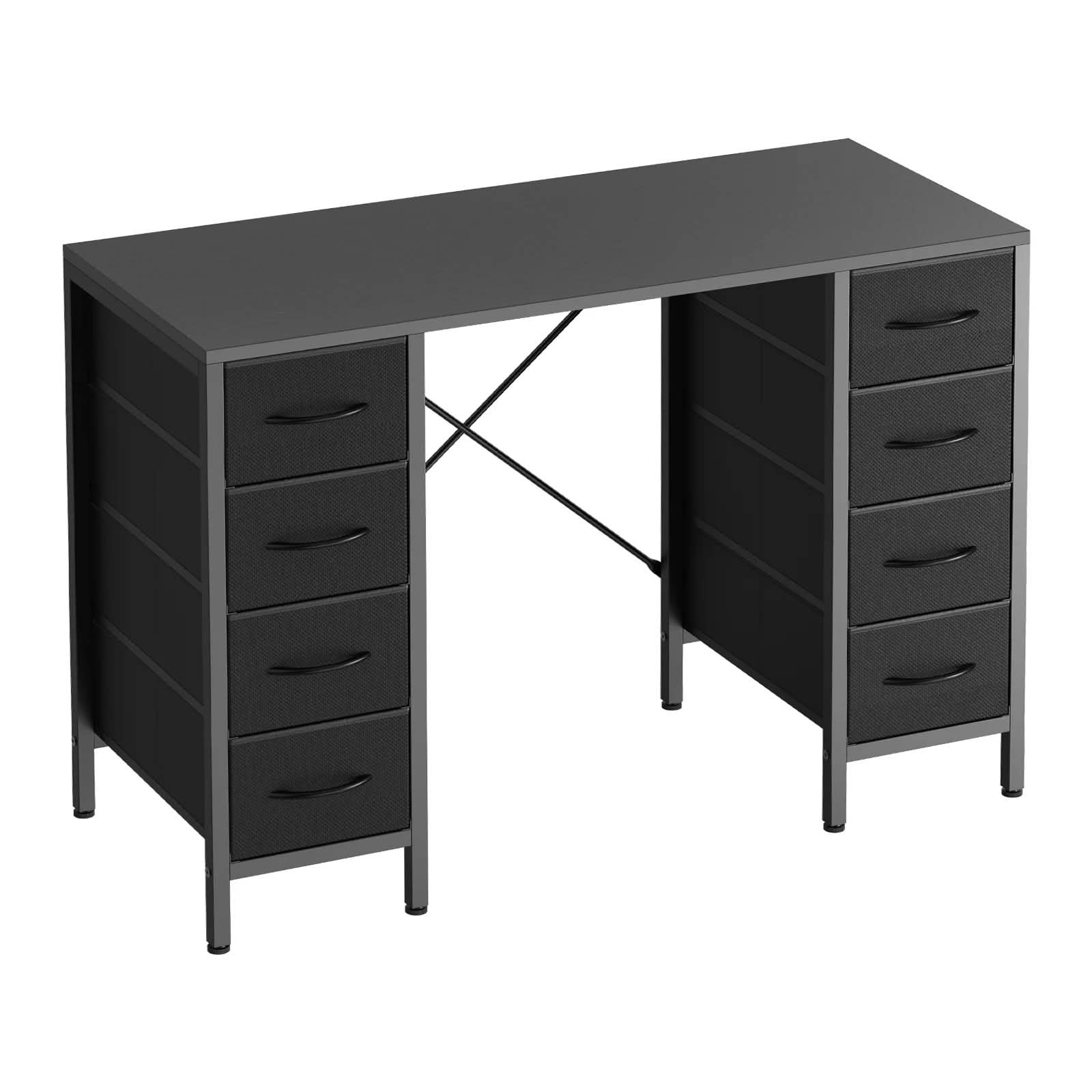 MAYEERTY 47 Inch Computer Desk 8 Fabric Drawers Storage X Shaped Reinforced Structure