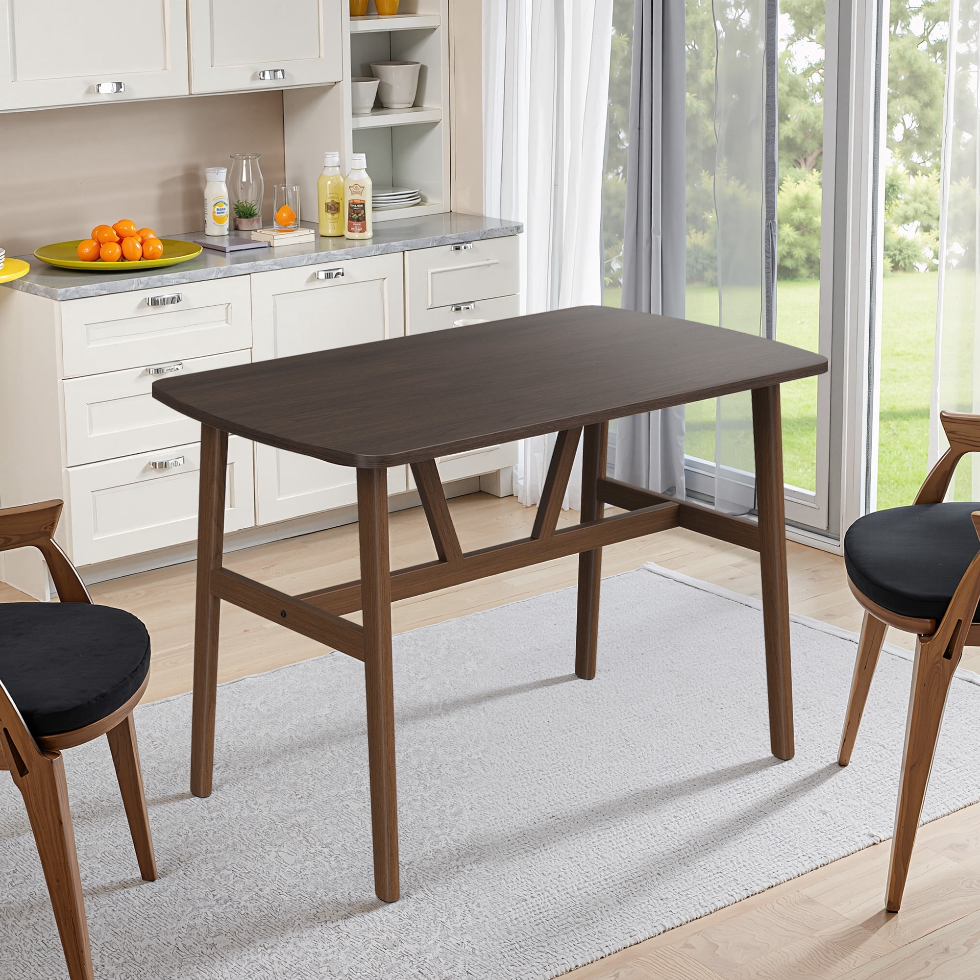 MAYEERTY 47" Modern Rectangular Wood Dining Table, Metal Frame, Fits 4-6, for Kitchen/Dining Room, Nature