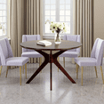 thumbnail image 1 of MAYEERTY 47" Solid Wood Round Dining Table, Intersecting Pedestal Base, Seats 4-6, Kitchen/Dining Room,Walnut, 1 of 4