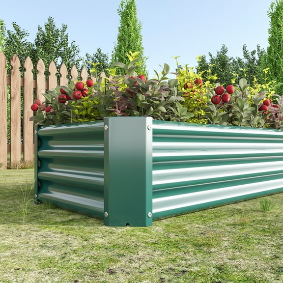 MAYEERTY 4x2x2ft Outdoor Rectangle Metal Raised Garden Bed: Perfect for Flowers, Vegetables & Herbs, Green