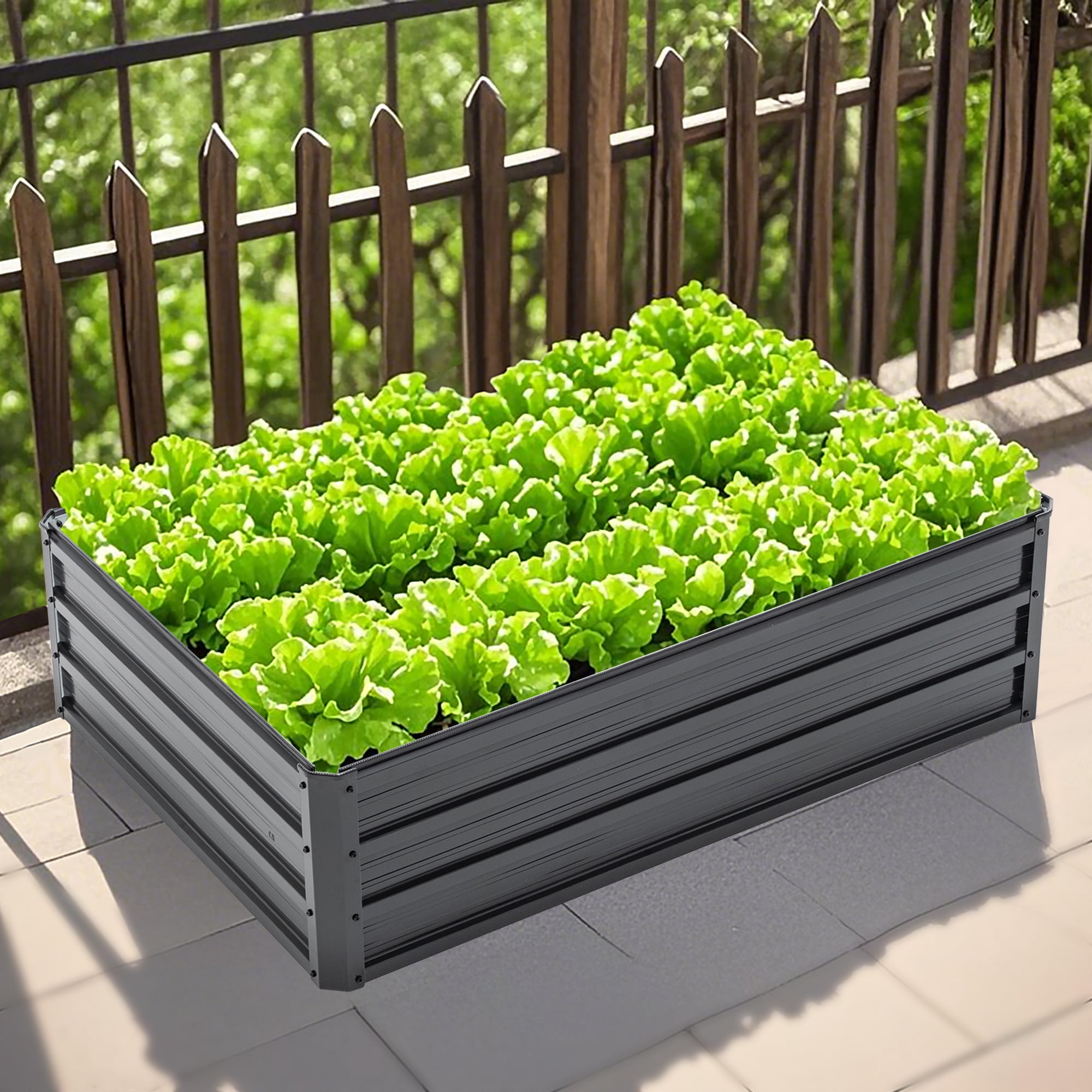 MAYEERTY 4x3x1FT Galvanized Raised Garden Bed, Deep Root Metal Planter Box for Patio Vegetable Flower Herb