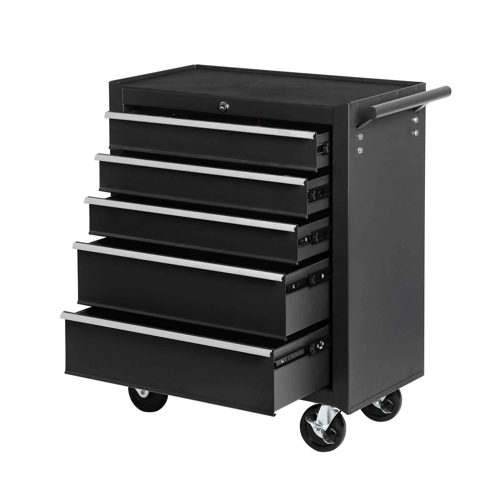 MAYEERTY 5-Drawer Rolling Tool Chest with Lock & Key, Tool Storage Cabinet with Wheels, Tool Organizer Box for Garage, Warehouse