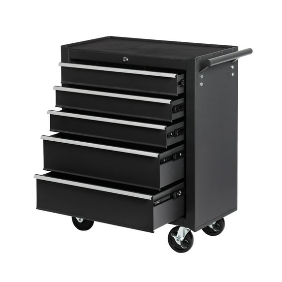 MAYEERTY 5-Drawer Rolling Tool Chest with Lock & Key, Tool Storage Cabinet with Wheels, Tool Organizer Box for Garage, Warehouse