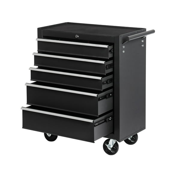 MAYEERTY 5-Drawer Rolling Tool Chest with Lock & Key, Tool Storage Cabinet with Wheels, Tool Organizer Box for Garage, Warehouse