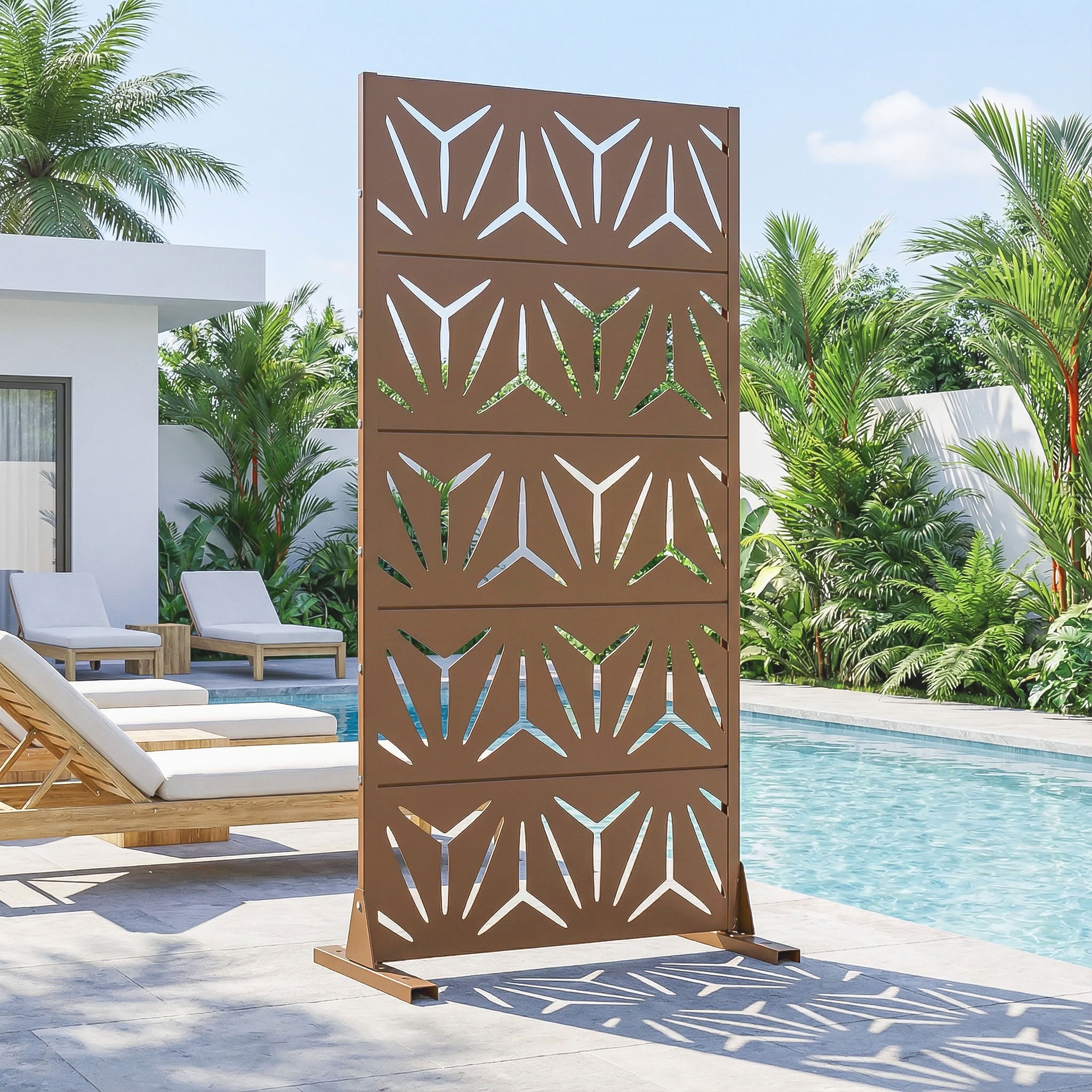 MAYEERTY 5 Panels Metal Outdoor Garden Privacy Screen Panel Patio Backyard Decorative Privacy Fence Divider, 59×29.5×15.7in