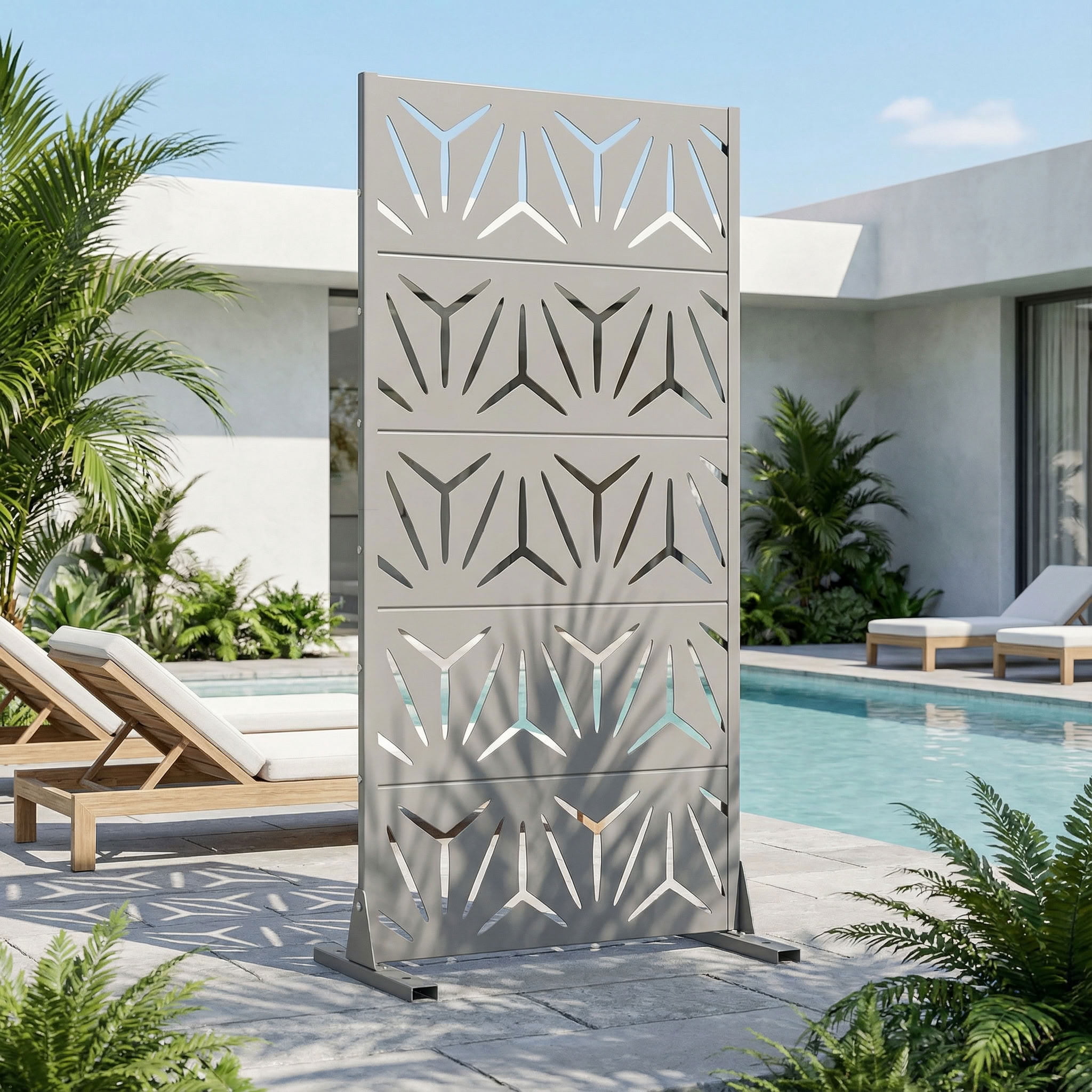 MAYEERTY 5 Panels Metal Outdoor Garden Privacy Screen Panel Patio Backyard Decorative Privacy Fence Divider, 59×29.5×15.7in