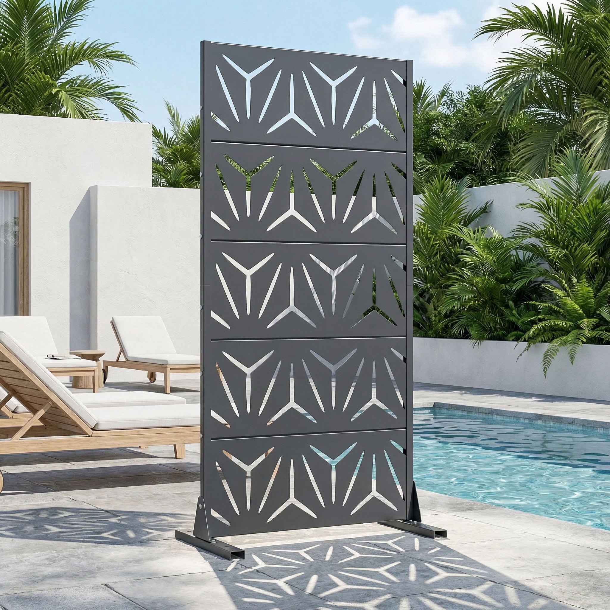 MAYEERTY 5 Panels Metal Outdoor Garden Privacy Screen Panel Patio Backyard Decorative Privacy Fence Divider, 59×29.5×15.7in