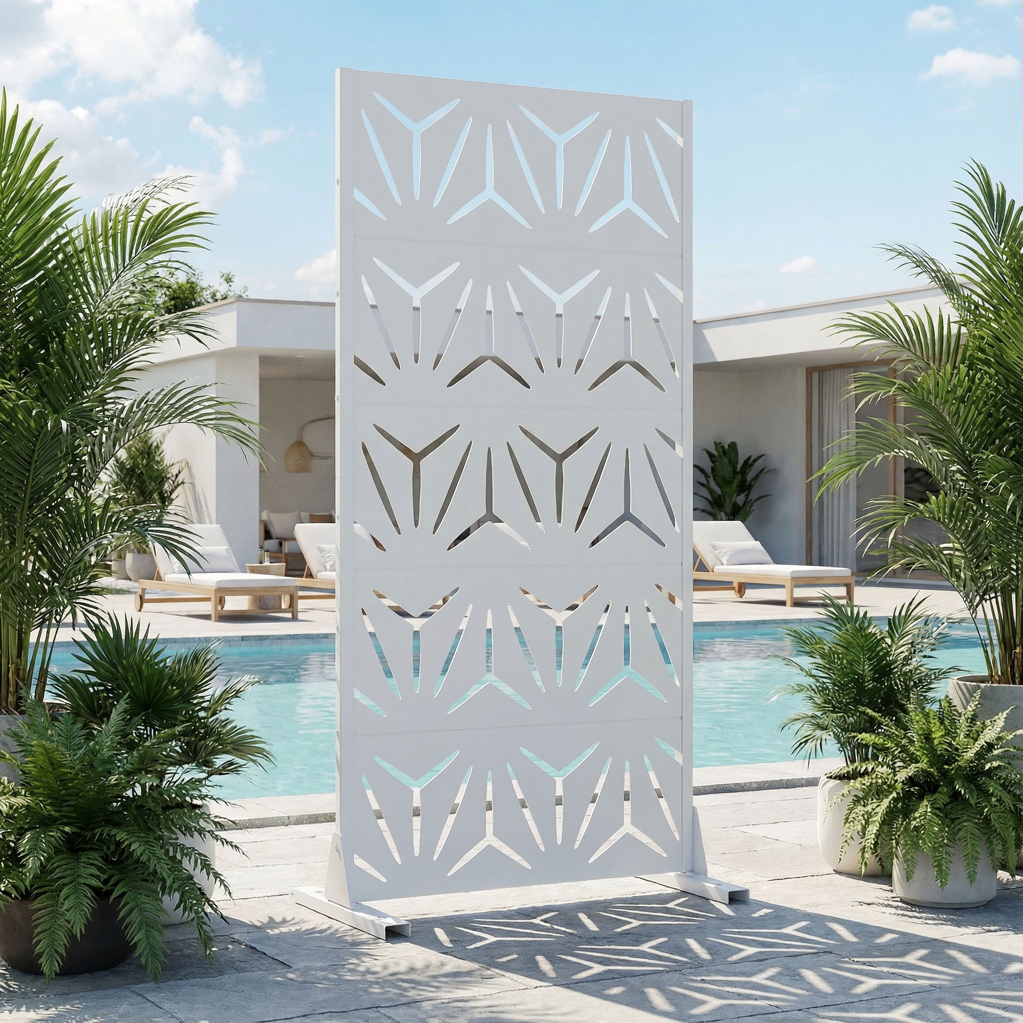 MAYEERTY 5 Panels Metal Outdoor Privacy Screen Garden Divider Patio Backyard Decorative Privacy Fence Panel, 59×29.5×15.7in