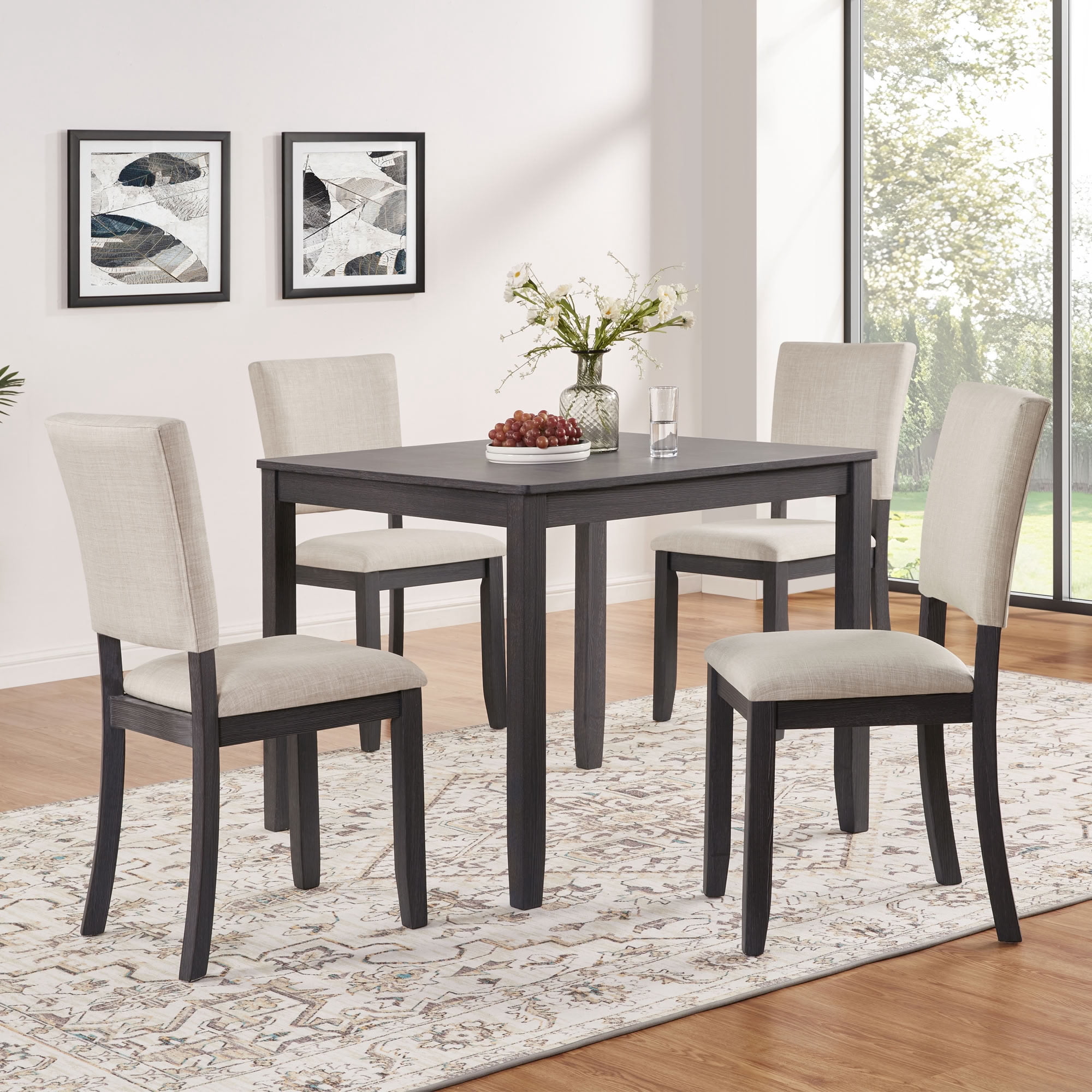 MAYEERTY 5-Piece Modern 4-Person Dining Table Set with 4 Chairs, Wooden Dining Set for Kitchen Dining Room Living Room