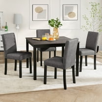 MAYEERTY 5-Piece Dining Table Set 4 Chairs Wooden Style for Kitchen Dining Room Light Grey & Black