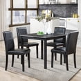 thumbnail image 1 of MAYEERTY 5 Piece Wooden Dining Table Set, Kitchen Table Set with a Square Table and 4 Upholstered Chairs, Wooden Dining Room Table with Crystal Decoration Chairs Set, Black, 1 of 6