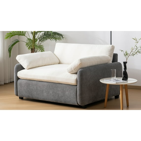 MAYEERTY 50x43" Oversized Chenille Single Sofa Chair - Wide Deep Seat Accent Armchair with Pillows for Living Room/Apartment/Bedroom, 7 Colors