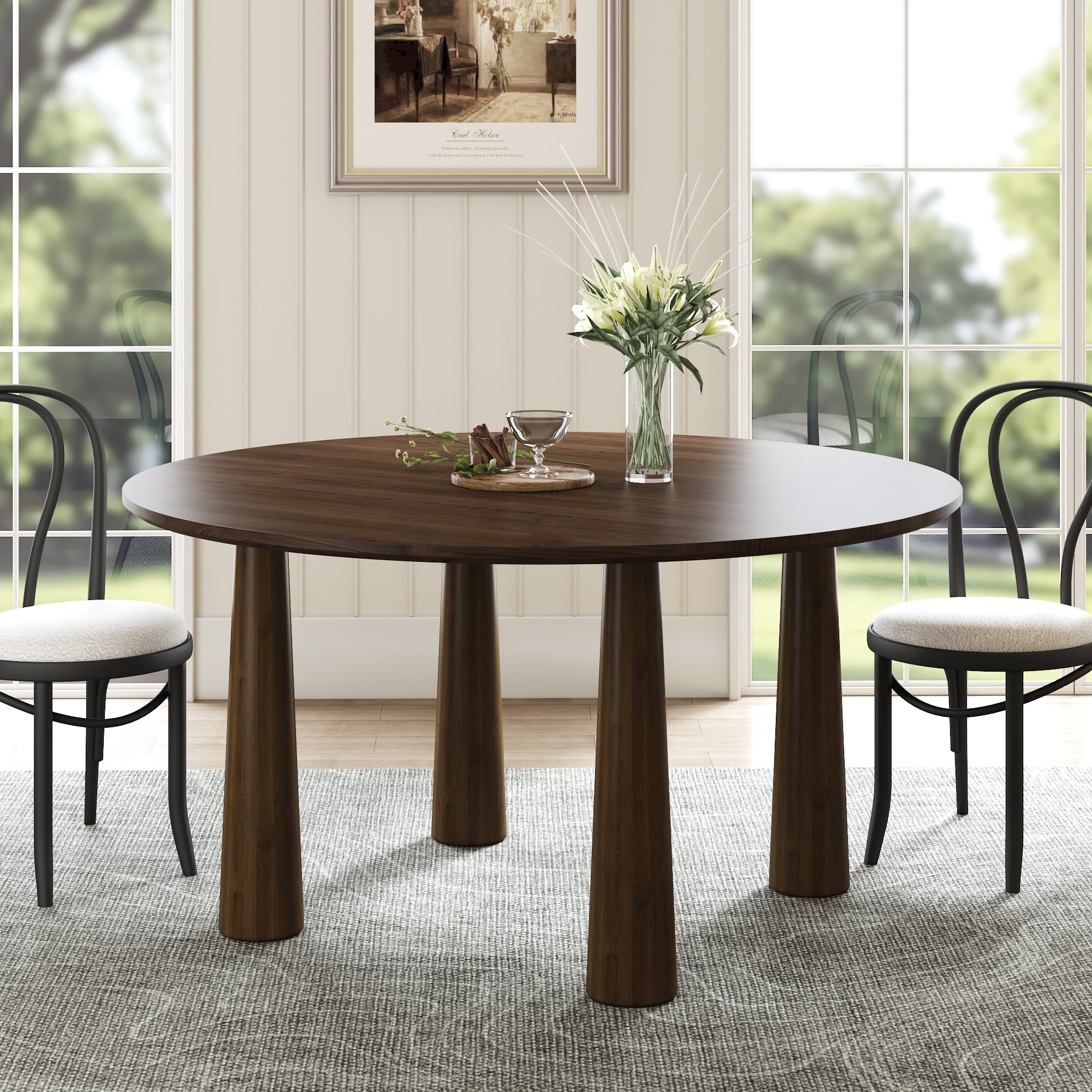 MAYEERTY 52x52x30 Modern Round Dining Table, Mid-Century Wood Kitchen ...