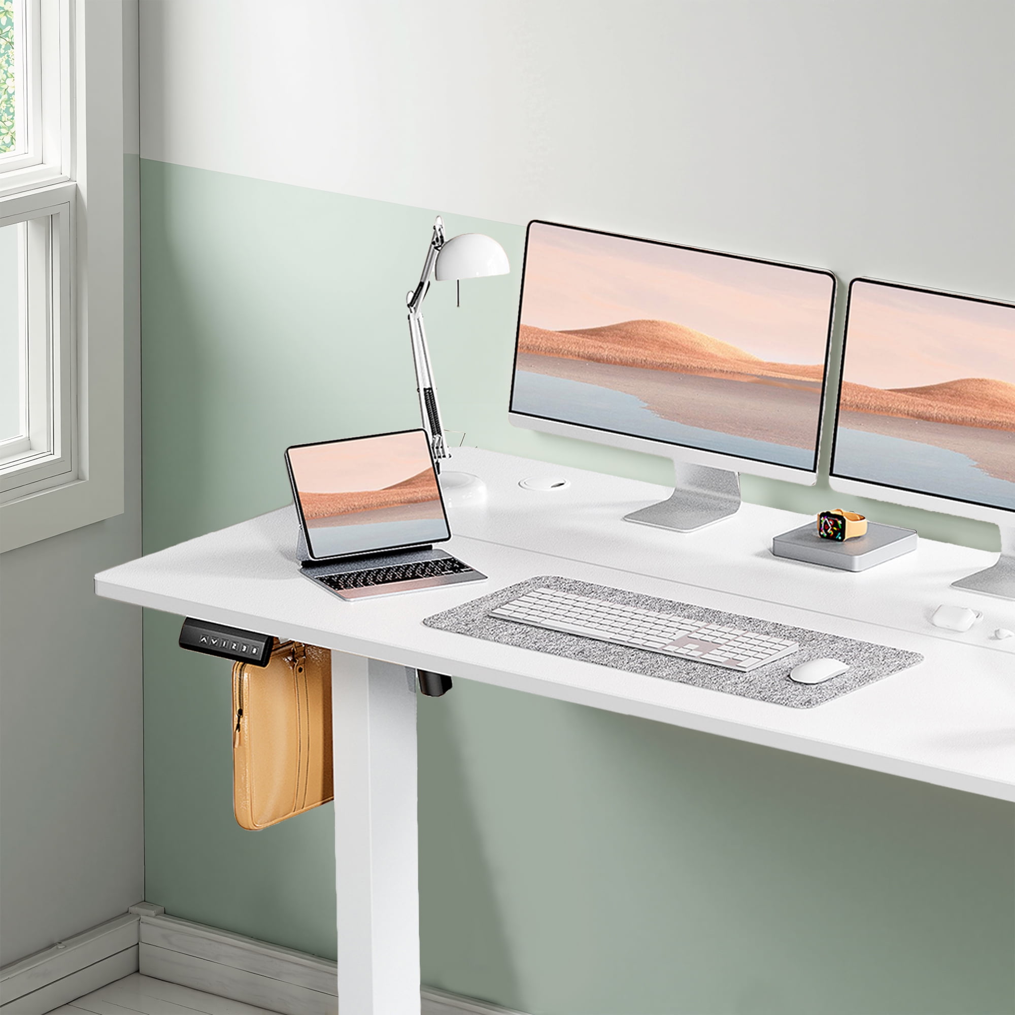 MAYEERTY 55" × 24" Lifting Computer Table Height Adjustable Standing ...
