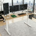thumbnail image 1 of MAYEERTY 55*24" Oak Electric Standing Home Office Desk with Splice Board, Adjustable Height Sit-Stand Desk, 1 of 5