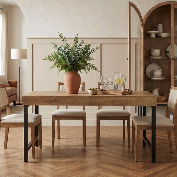 MAYEERTY 55" Rustic 4-6 Person Dining Table, Multi-Use Modern Kitchen & Office Desk