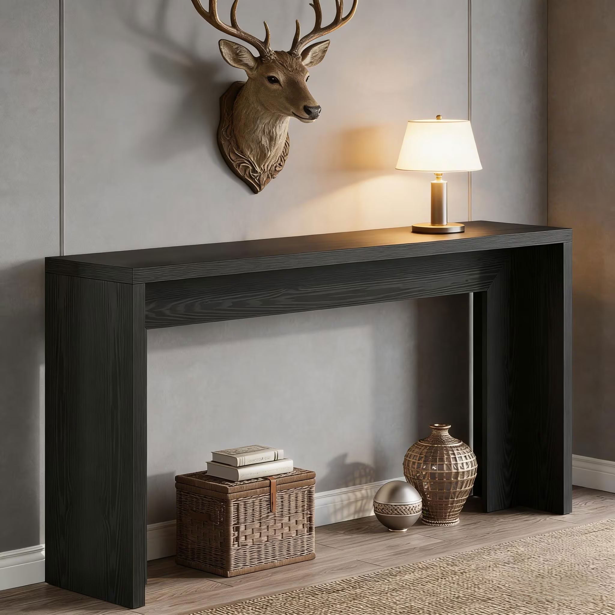 MAYEERTY 55" Rustic Console Table, Farmhouse Wood Entryway Accent Table for Hallway, Living Room