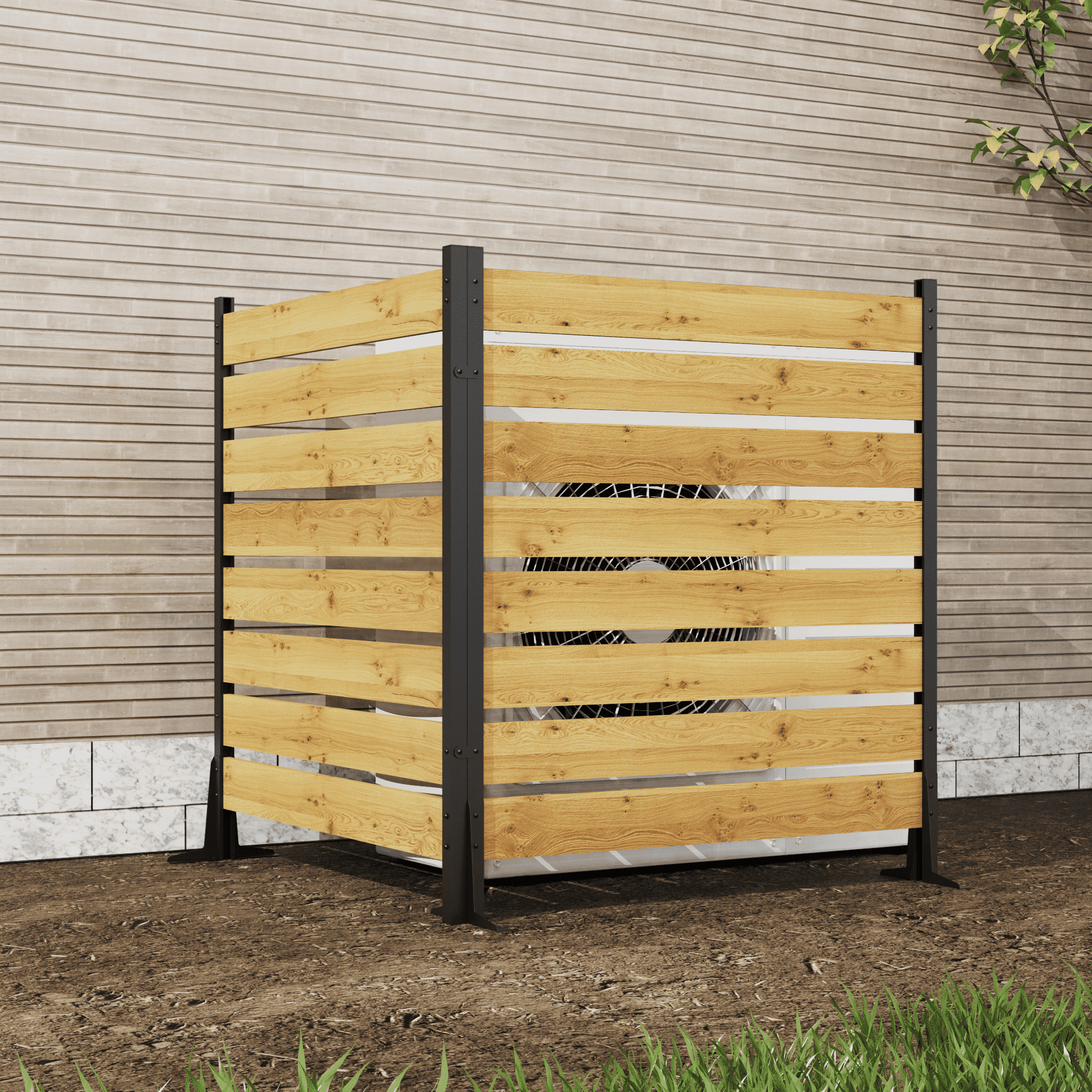 MAYEERTY 55"x38.5"W Cedar Wood Privacy Screen 2 Panels Outdoor Walls Fence for Pool Trash Air - Con Enclosure