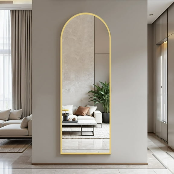 MAYEERTY 57"×20" Gold Arched Mirror Elegant Shape for Foyer or Bathroom