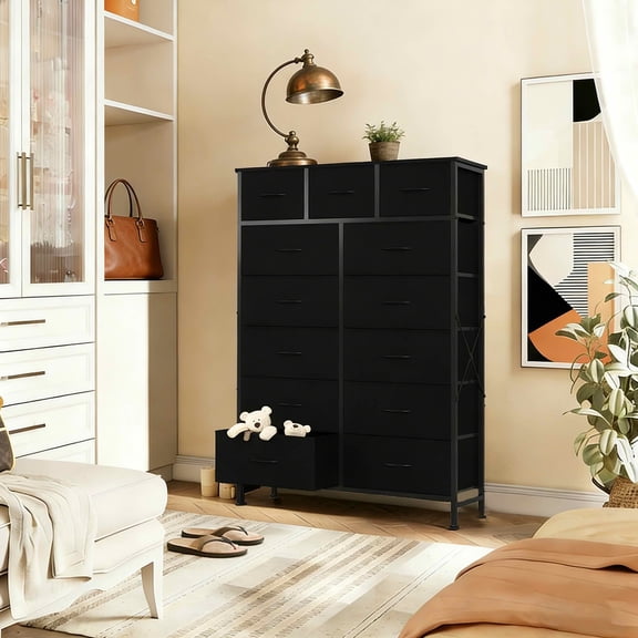 MAYEERTY 56.7-Inch Tall 13-Drawer Fabric Storage Tower, Sturdy Organizer Cabinet