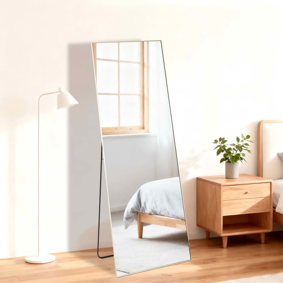 MAYEERTY 56"x15" Rectangle Full Length Mirror, Full Body Standing Floor Mirror for Bedroom，Gold