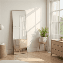 MAYEERTY 59" Arched Full Length Mirror Aluminum Alloy Floor Standing Mirror, Black