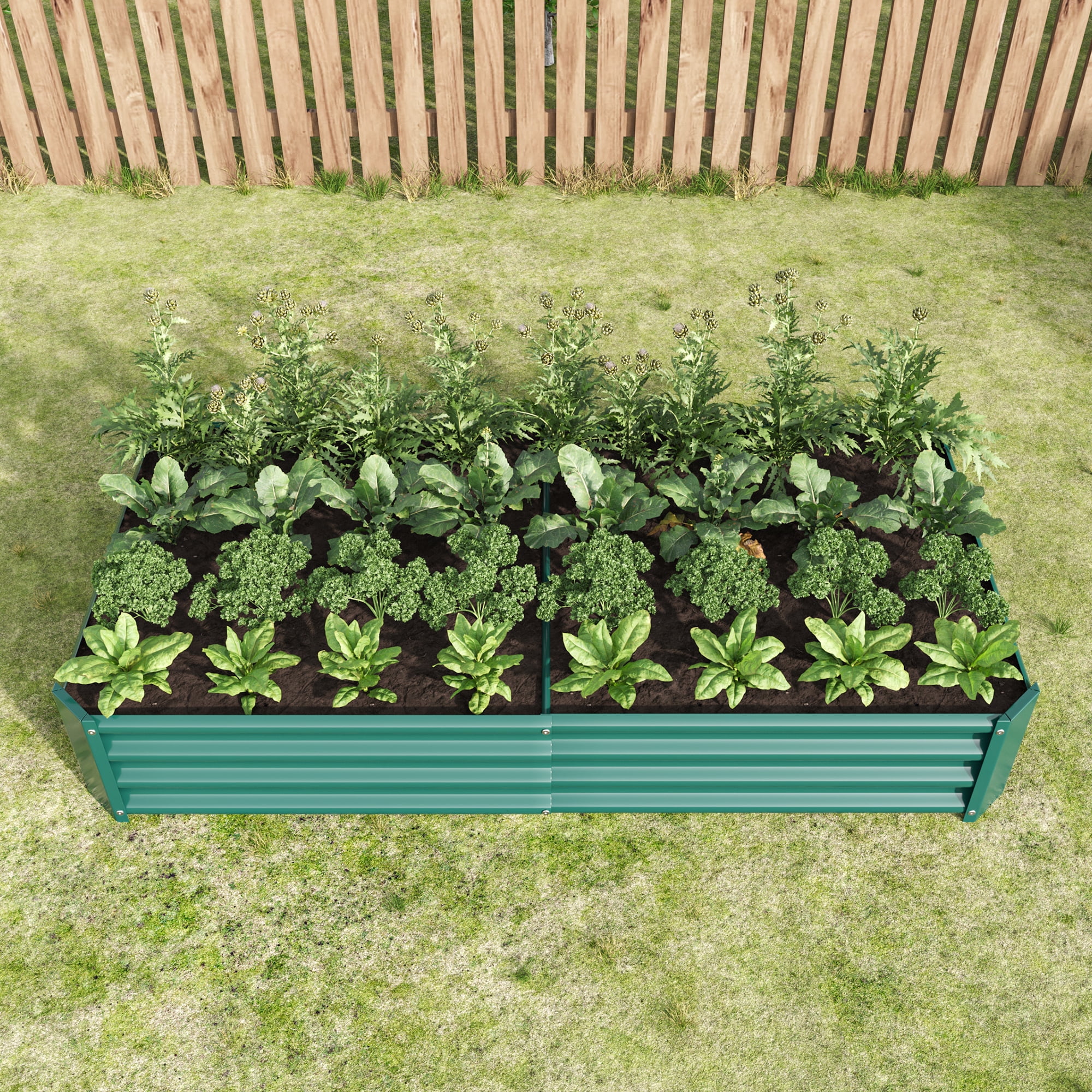 MAYEERTY 6*3*2ft Outdoor Metal Rectangle Raised Garden Bed for Plants, Veggies & Flowers, Green