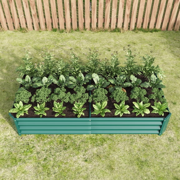 MAYEERTY 6*3*2ft Outdoor Metal Rectangle Raised Garden Bed for Plants, Veggies & Flowers, Green