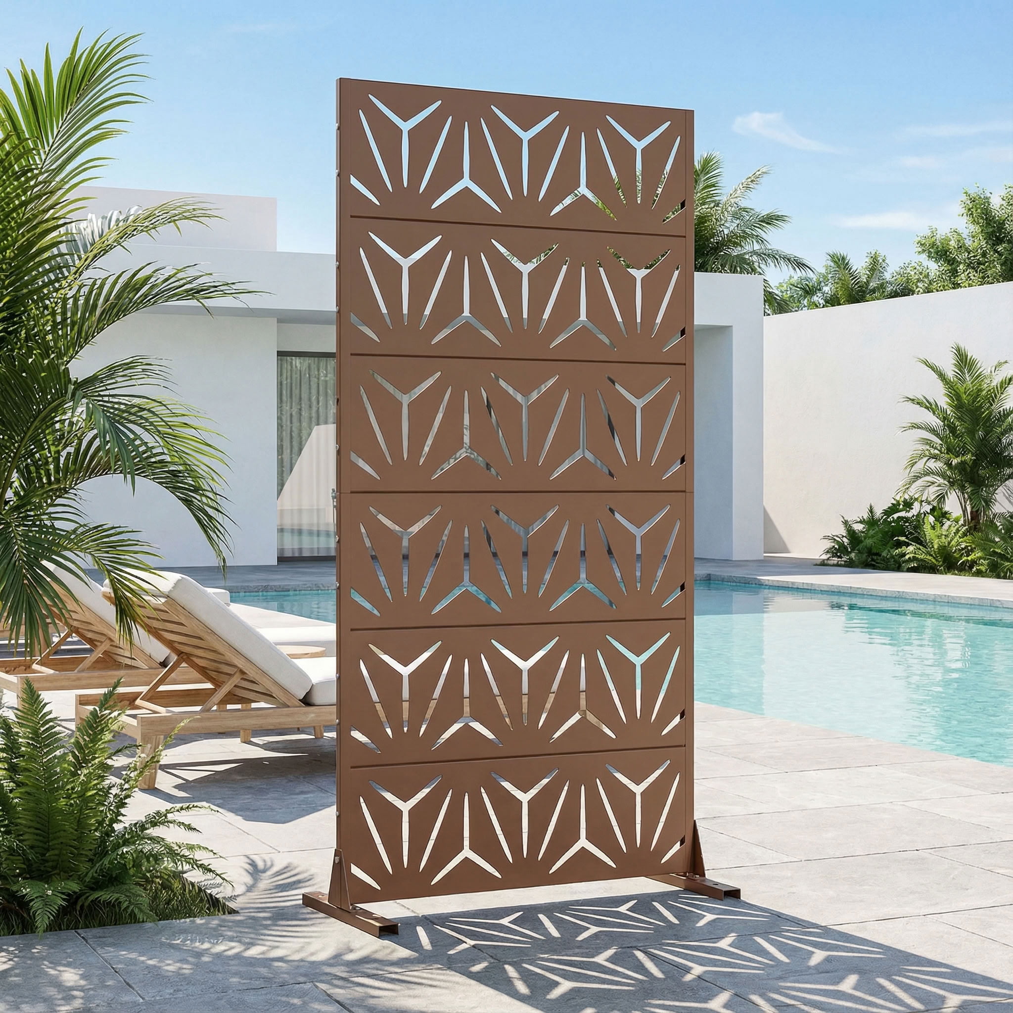 MAYEERTY 6 Panels Metal Outdoor Garden Privacy Screen Patio Backyard Decorative Privacy Fence Divider, 72×35.4×15.7in