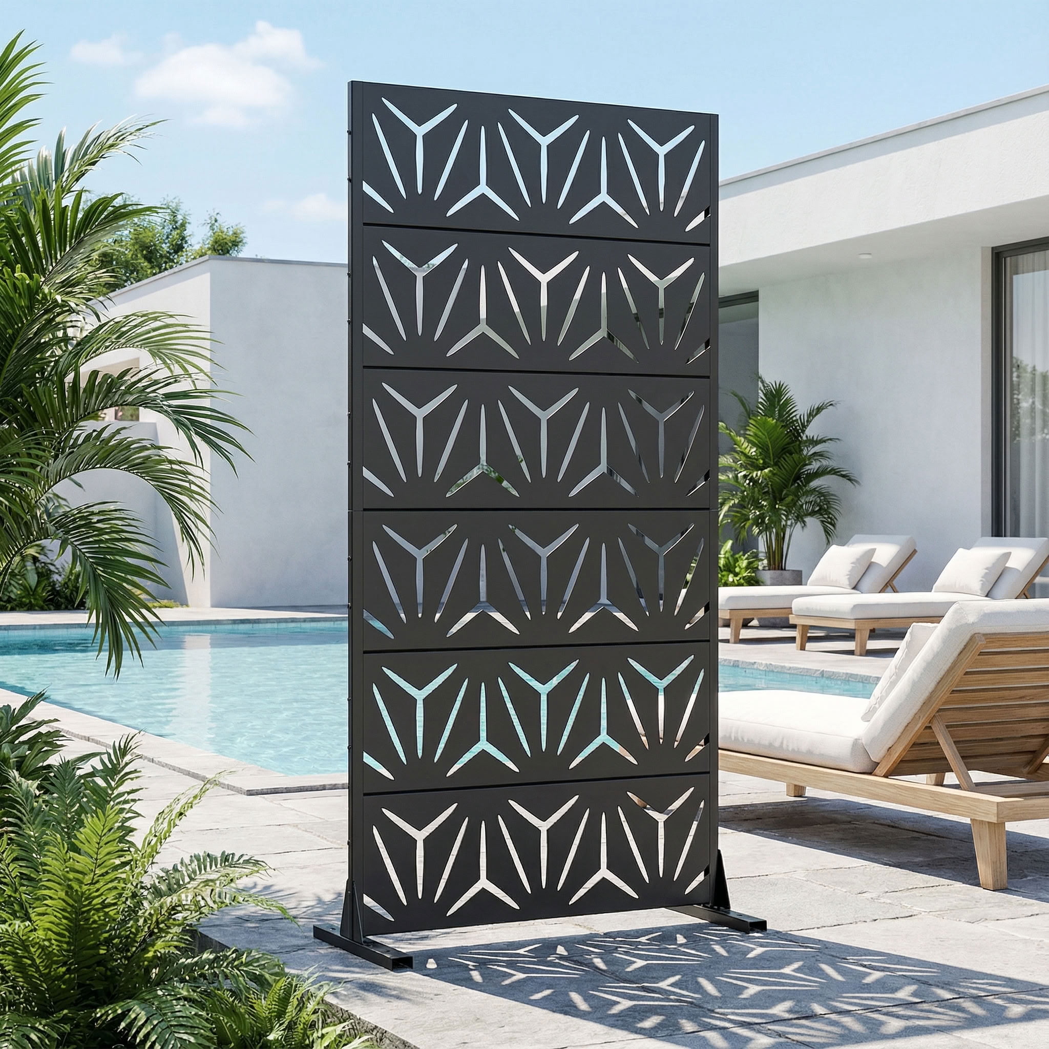 MAYEERTY 6 Panels Metal Outdoor Garden Privacy Screen Patio Backyard Decorative Privacy Fence Divider, 72×35.4×15.7in