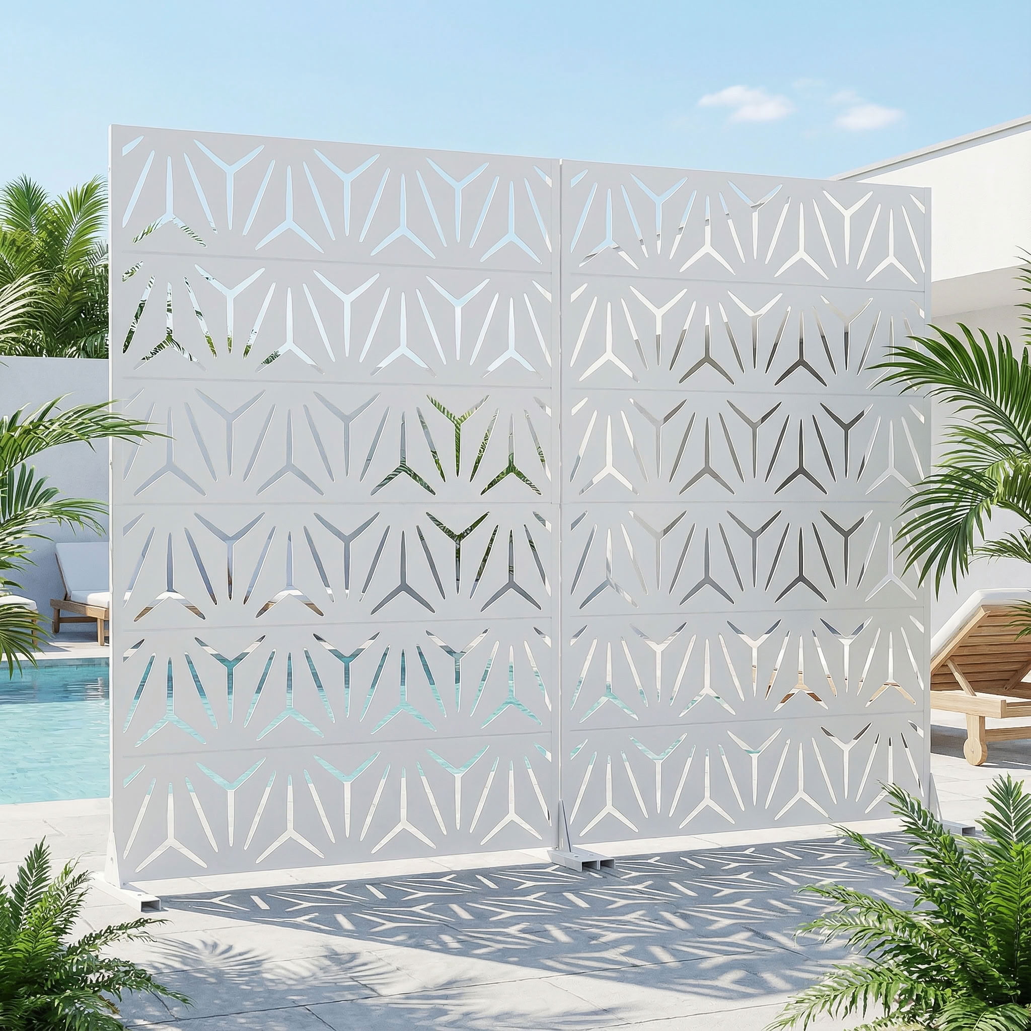 MAYEERTY 6 Panels Metal Outdoor Privacy Screen Garden Divider Patio Backyard Decorative Privacy Fence 2Pcs, 72×47.2×15.7in