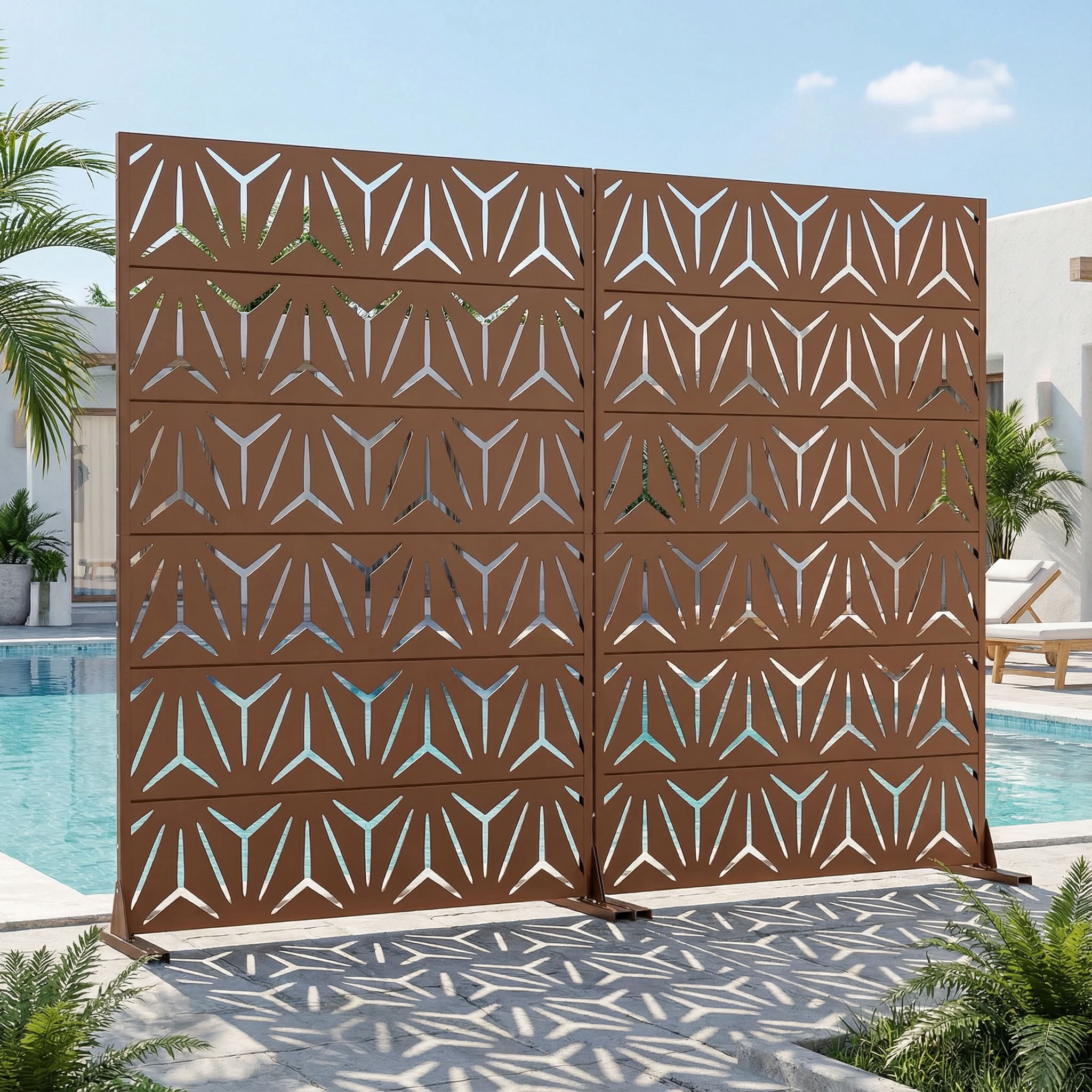 MAYEERTY 6 Panels Metal Outdoor Privacy Screen Garden Divider Patio Backyard Decorative Privacy Fence 2Pcs, 72×47.2×15.7in
