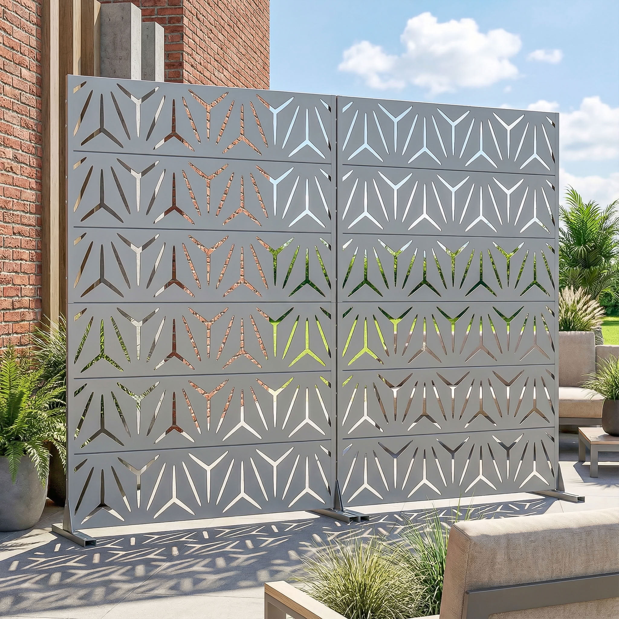 MAYEERTY 6 Panels Metal Outdoor Privacy Screen Garden Divider Patio Backyard Decorative Privacy Fence 2Pcs, 72×47.2×15.7in