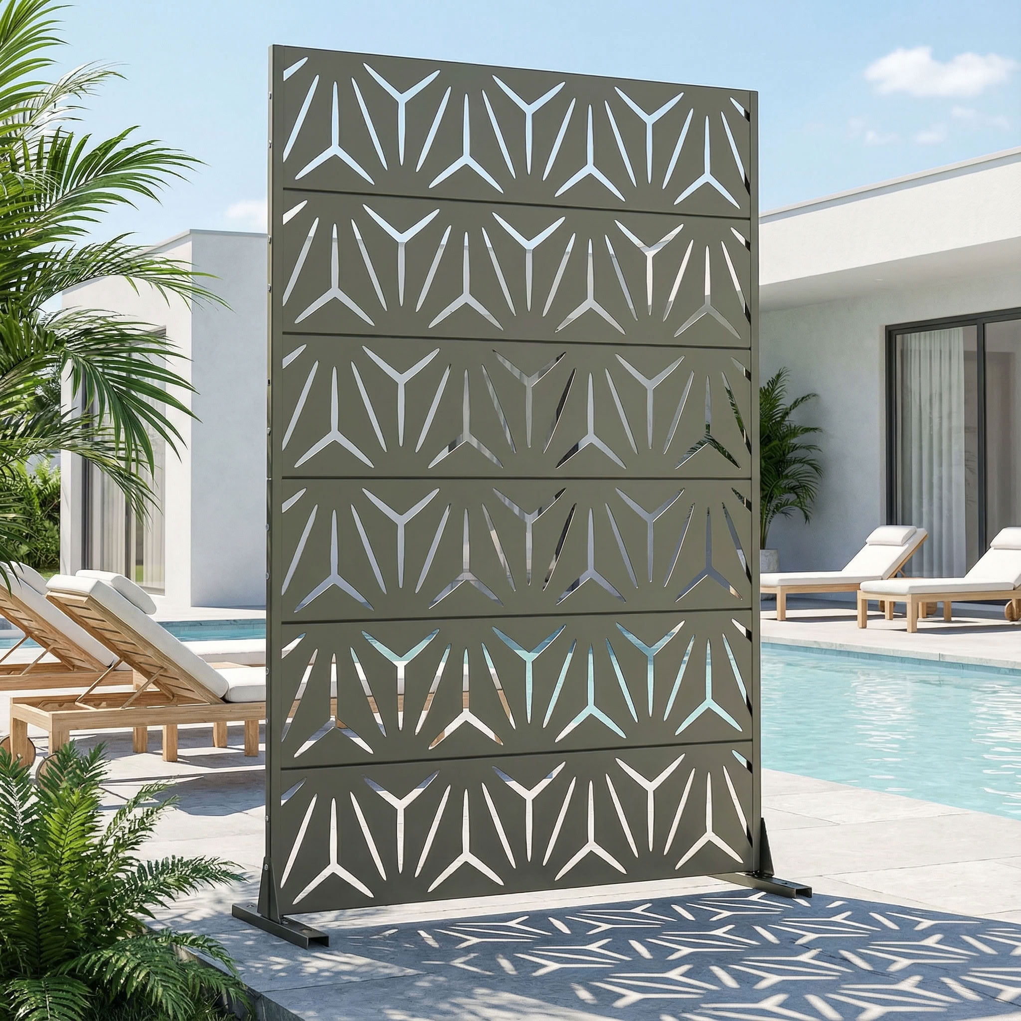 MAYEERTY 6 Panels Metal Outdoor Privacy Screen Garden Divider Patio Backyard Decorative Privacy Fence Panel, 72×47.2×15.7in